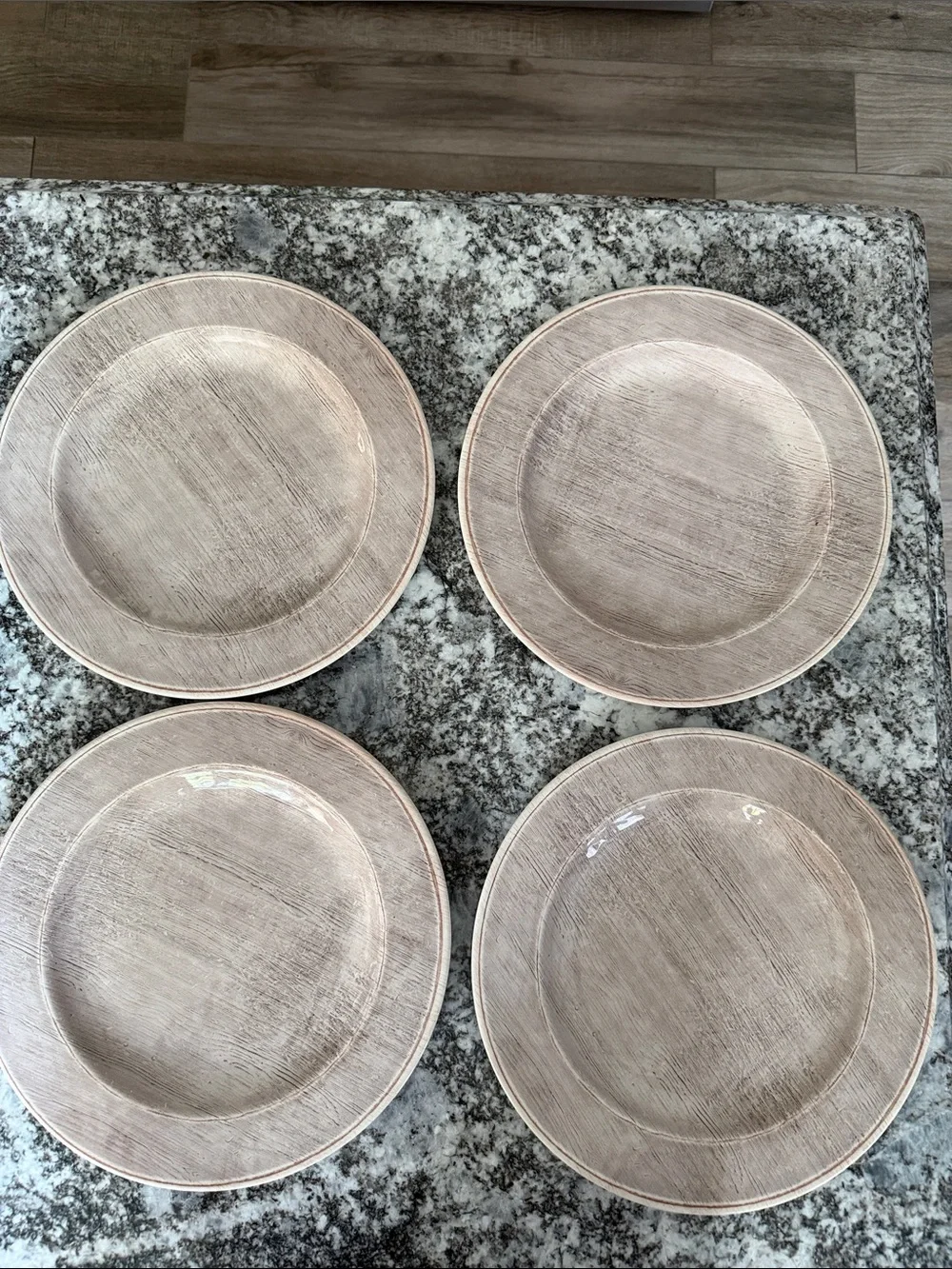 Pier 1 Melamine Neutral Taupe Beige Dinner Plates - Set of 4. EUC